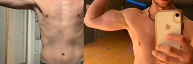 22 lbs Muscle Gain Before and After 5 feet 10 Male 130 lbs to 152 lbs