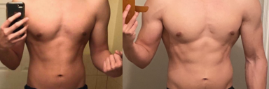 25 lbs Weight Gain Before and After 5 feet 9 Male 130 lbs to 155 lbs