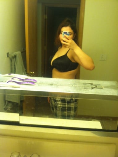 A photo of a 5'2" woman showing a weight loss from 218 pounds to 151 pounds. A net loss of 67 pounds.