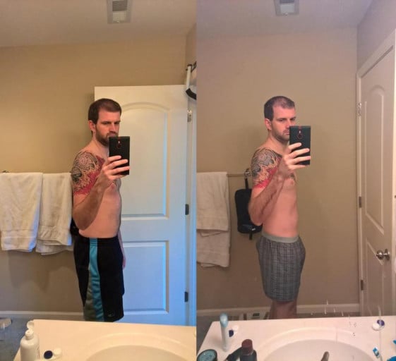 A picture of a 6'3" male showing a fat loss from 190 pounds to 185 pounds. A respectable loss of 5 pounds.