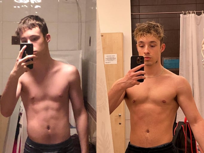 6 foot Male Progress Pics of 25 lbs Weight Gain 135 lbs to 160 lbs