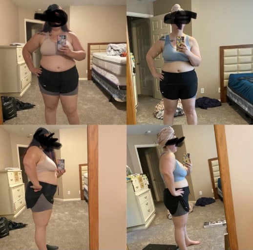 5 feet 3 Female 34 lbs Fat Loss Before and After 232 lbs to 198 lbs