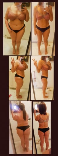 5 feet 1 Female Progress Pics of 64 lbs Weight Loss 191 lbs to 127 lbs