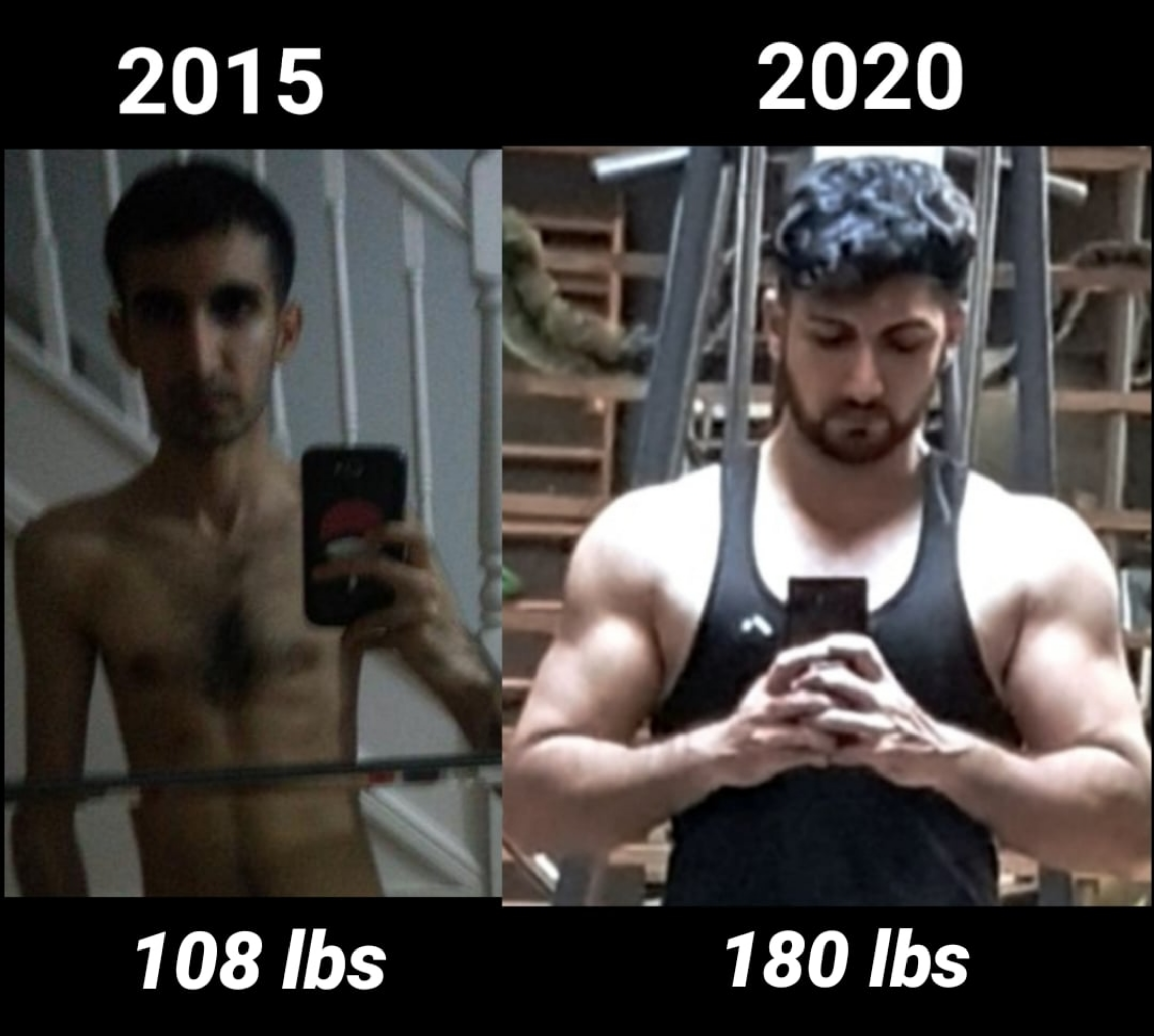 72 lbs Weight Gain Before and After 5 foot 10 Male 108 lbs to 180 lbs