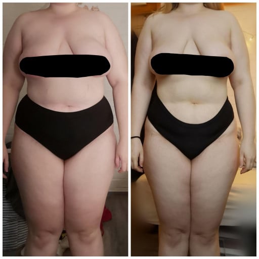 27 lbs Fat Loss Before and After 5 feet 6 Female 240 lbs to 213 lbs
