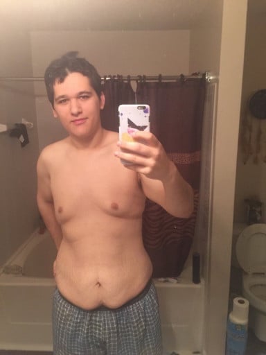 A picture of a 6'2" male showing a weight loss from 310 pounds to 267 pounds. A net loss of 43 pounds.