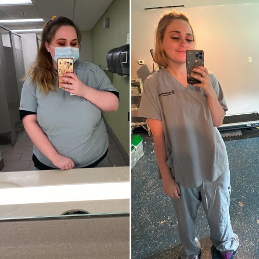 5 foot 7 Female 143 lbs Fat Loss Before and After 296 lbs to 153 lbs