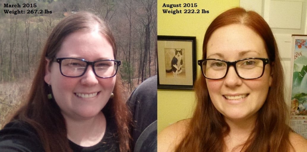 A progress pic of a person at 222 lbs