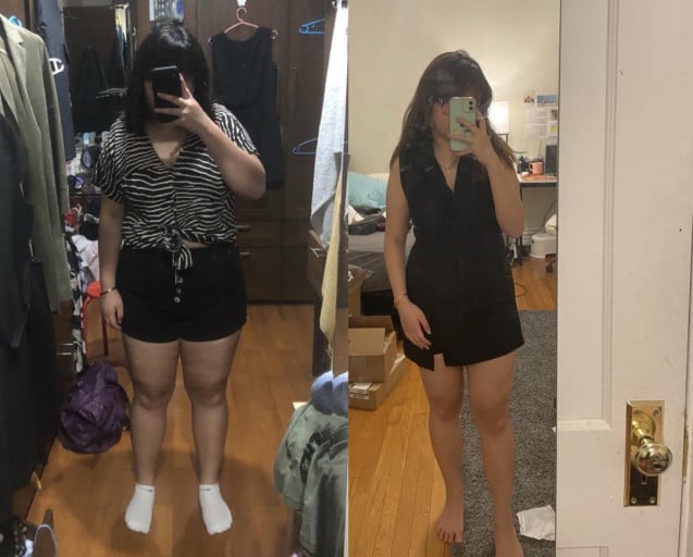 52 lbs Fat Loss Before and After 5 foot 3 Female 190 lbs to 138 lbs