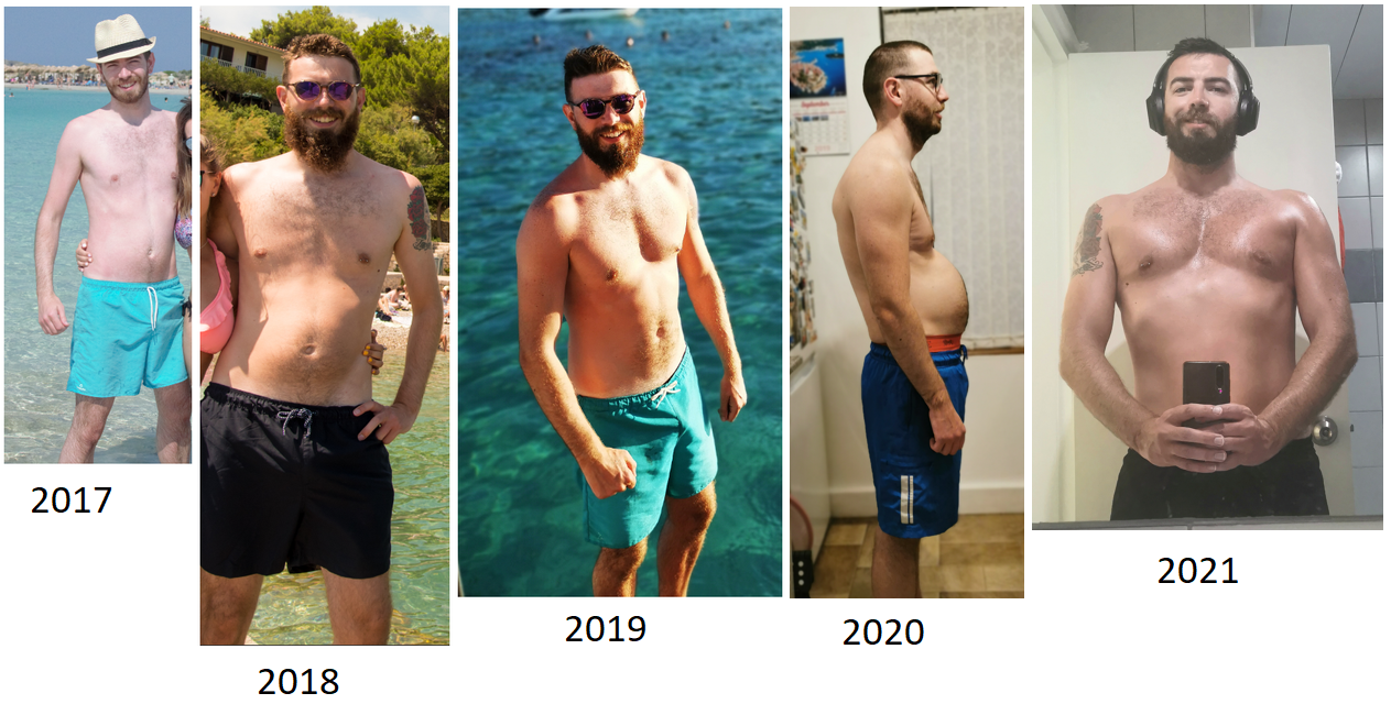 36 lbs Weight Gain Before and After 6 foot Male 154 lbs to 190 lbs
