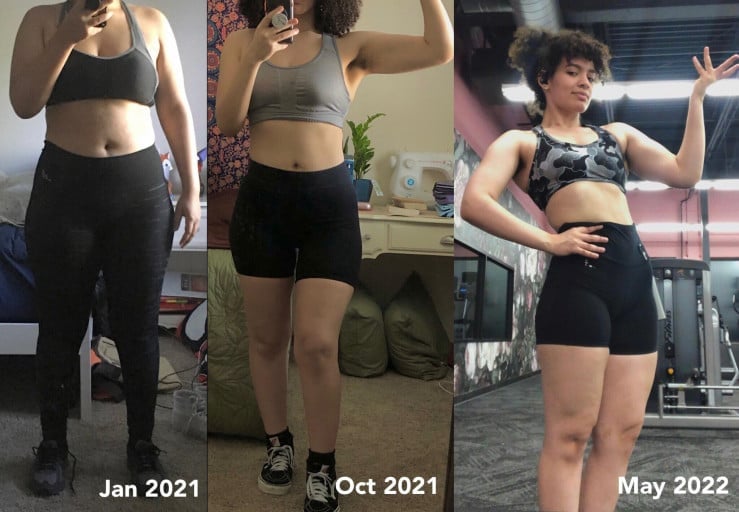 Before and After 28 lbs Fat Loss 5 feet 5 Female 178 lbs to 150 lbs