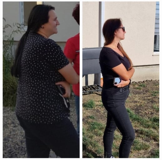 51 lbs Fat Loss Before and After 5 foot 5 Female 205 lbs to 154 lbs