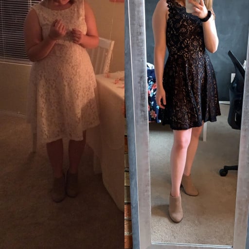 Before and After 42 lbs Weight Loss 5 foot Female 152 lbs to 110 lbs