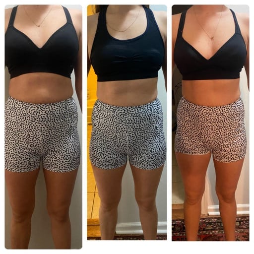 Before and After 5 lbs Fat Loss 5 foot 7 Female 148 lbs to 143 lbs