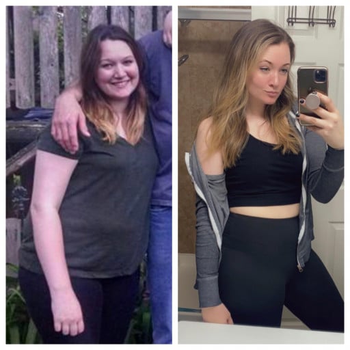 5 feet 10 Female 52 lbs Fat Loss Before and After 222 lbs to 170 lbs