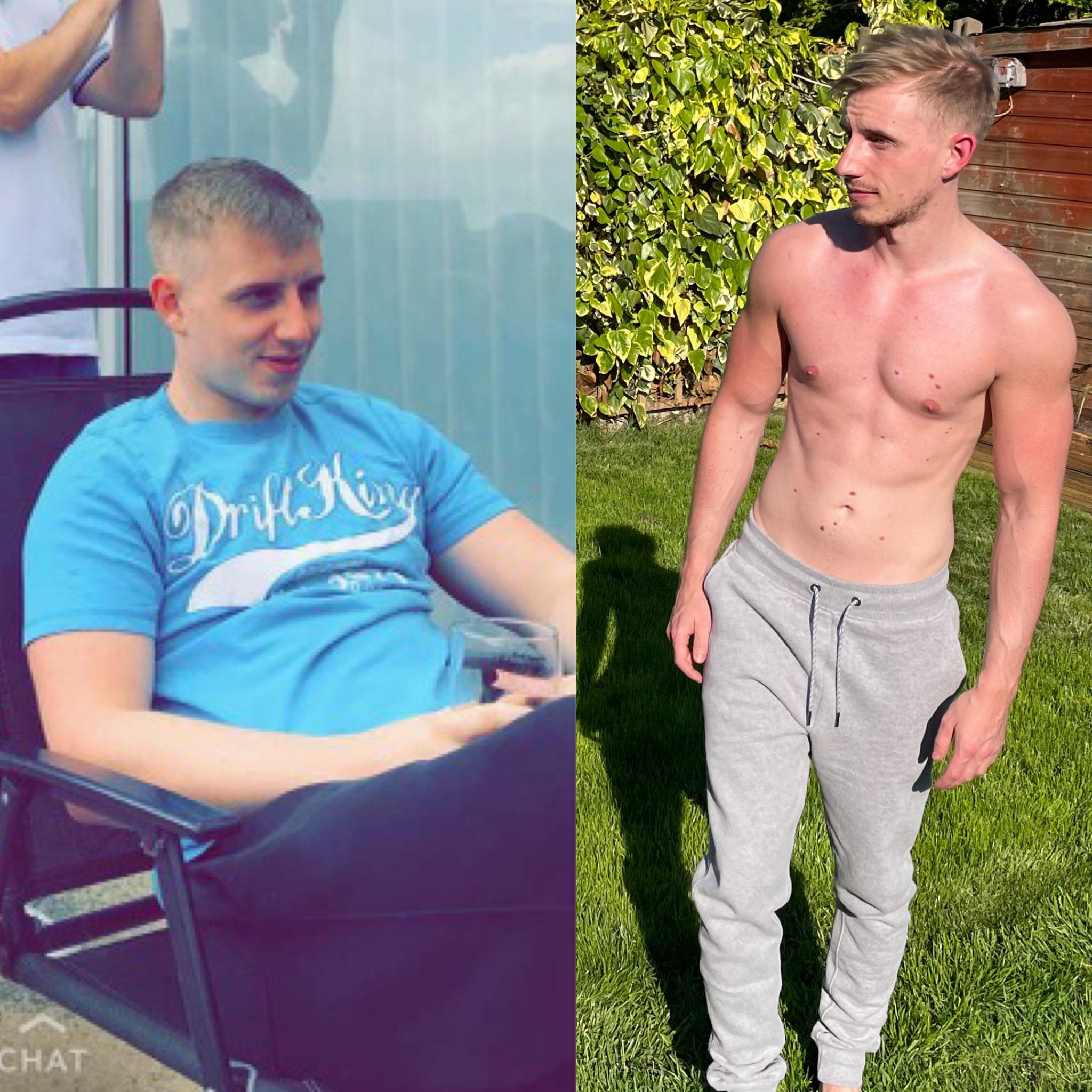 Before and After 50 lbs Weight Loss 5 foot 6 Male 180 lbs to 130 lbs