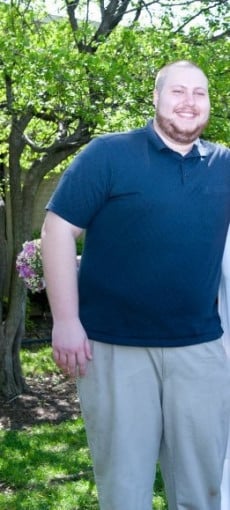 A picture of a 6'0" male showing a fat loss from 370 pounds to 255 pounds. A total loss of 115 pounds.