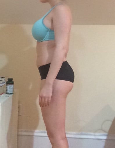 A progress pic of a 5'8" woman showing a snapshot of 158 pounds at a height of 5'8