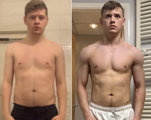 30 lbs Fat Loss Before and After 6'1 Male 225 lbs to 195 lbs