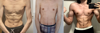 Before and After 22 lbs Muscle Gain 6 feet 2 Male 124 lbs to 146 lbs