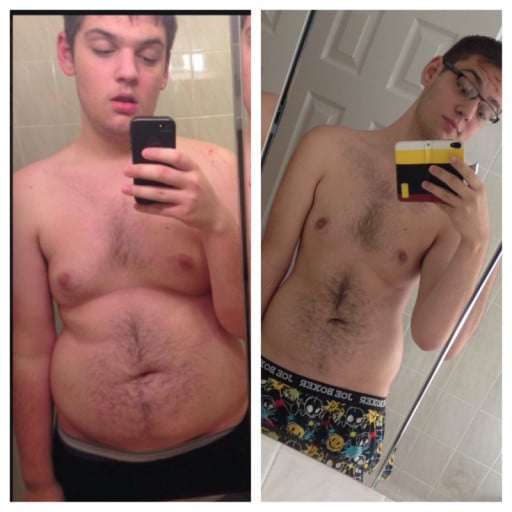 A progress pic of a 6'2" man showing a fat loss from 280 pounds to 225 pounds. A respectable loss of 55 pounds.