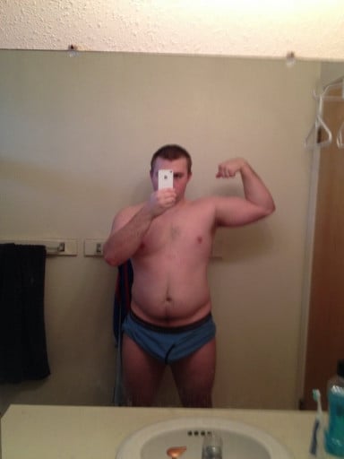 A progress pic of a person at 201 lbs