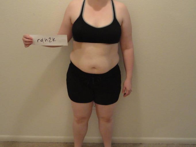 A photo of a 5'1" woman showing a snapshot of 155 pounds at a height of 5'1