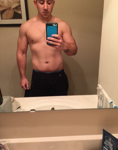 A before and after photo of a 5'6" male showing a weight cut from 175 pounds to 165 pounds. A respectable loss of 10 pounds.