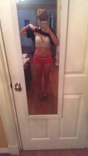 A progress pic of a 5'1" woman showing a weight cut from 140 pounds to 110 pounds. A respectable loss of 30 pounds.