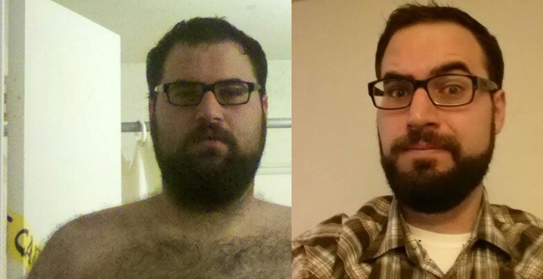 Before and After 77 lbs Fat Loss 6'3 Male 294 lbs to 217 lbs
