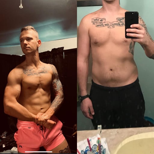 30 lbs Weight Loss Before and After 5 foot 9 Male 195 lbs to 165 lbs