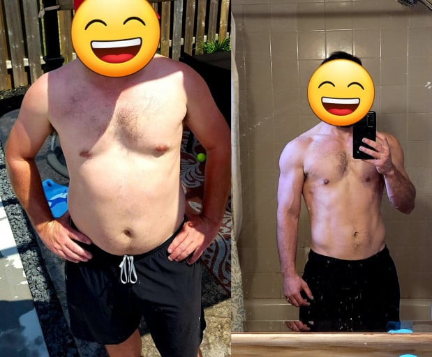 50 lbs Weight Loss Before and After 5 foot 7 Male 195 lbs to 145 lbs