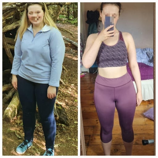 Before and After 40 lbs Weight Loss 5'4 Female 189 lbs to 149 lbs