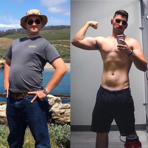 40 lbs Weight Loss Before and After 5 feet 11 Male 225 lbs to 185 lbs