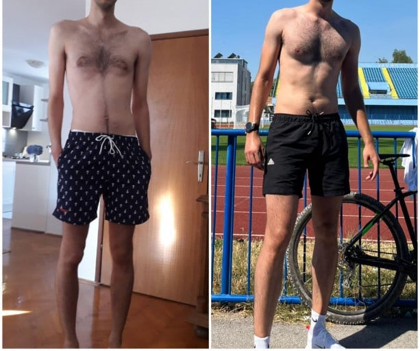 40 lbs Weight Gain Before and After 6 foot 7 Male 175 lbs to 215 lbs