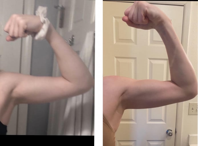 5 feet 9 Female 6 lbs Muscle Gain Before and After 141 lbs to 147 lbs