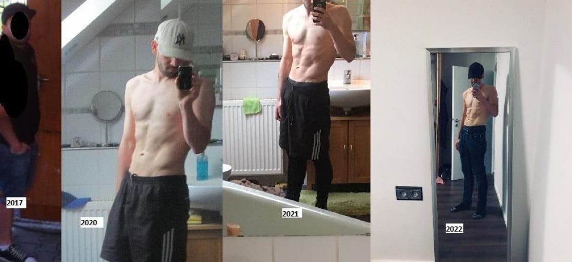 43 lbs Fat Loss Before and After 5 feet 9 Male 196 lbs to 153 lbs