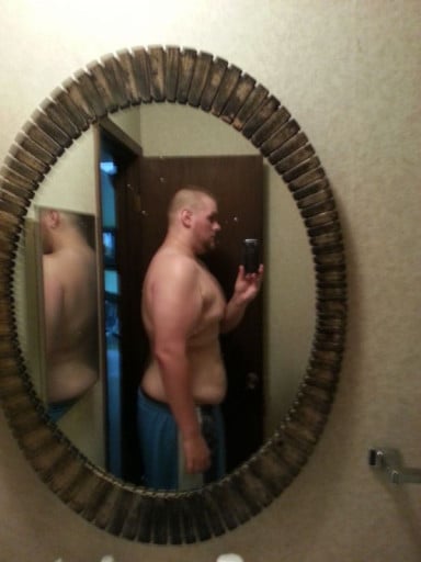A progress pic of a person at 275 lbs