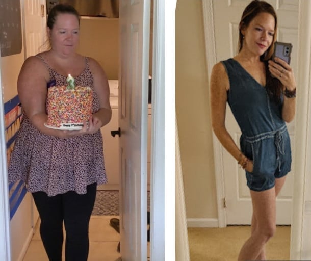 126 lbs Fat Loss Before and After 5'9 Female 266 lbs to 140 lbs