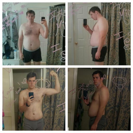 A photo of a 6'2" man showing a weight cut from 260 pounds to 220 pounds. A total loss of 40 pounds.