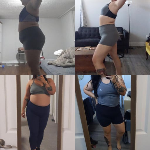 5 foot 4 Female Before and After 68 lbs Weight Loss 265 lbs to 197 lbs