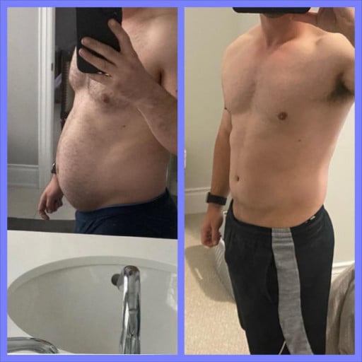 Before and After 22 lbs Weight Loss 5'7 Male 194 lbs to 172 lbs