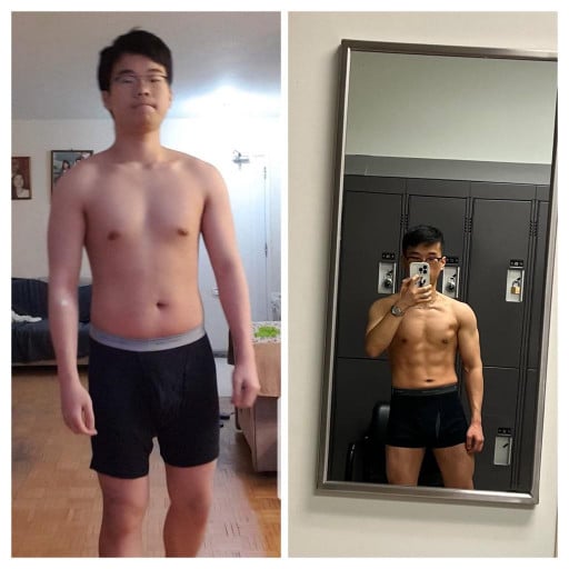 5'7 Male 19 lbs Fat Loss Before and After 153 lbs to 134 lbs
