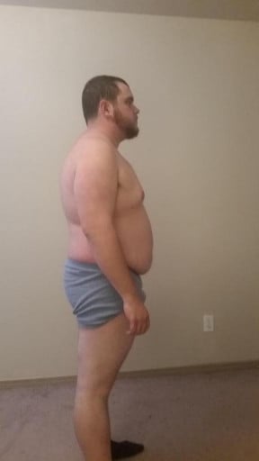 A picture of a 5'8" male showing a snapshot of 245 pounds at a height of 5'8