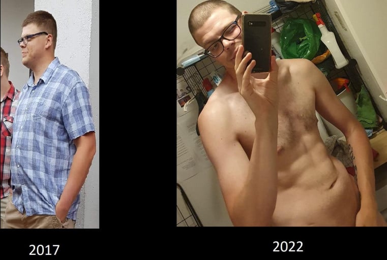 Before and After 103 lbs Fat Loss 6 feet 4 Male 297 lbs to 194 lbs