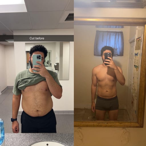 Before and After 50 lbs Fat Loss 5 feet 11 Male 244 lbs to 194 lbs