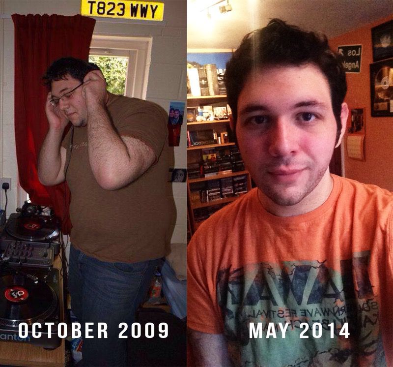 6 feet 3 Male Before and After 120 lbs Fat Loss 330 lbs to 210 lbs