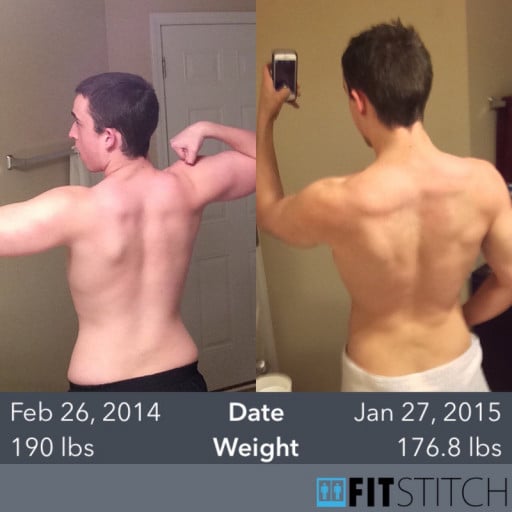 A picture of a 5'10" male showing a weight reduction from 210 pounds to 175 pounds. A total loss of 35 pounds.