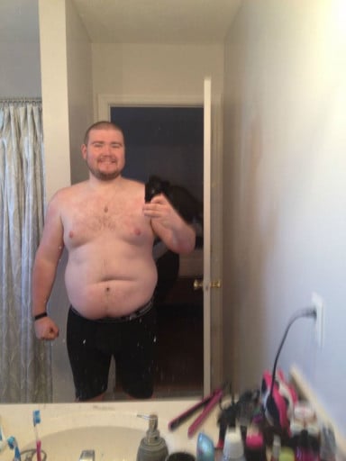 A progress pic of a 6'0" man showing a weight reduction from 280 pounds to 255 pounds. A net loss of 25 pounds.