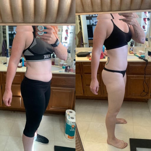 8 lbs Fat Loss Before and After 5 foot 3 Female 143 lbs to 135 lbs